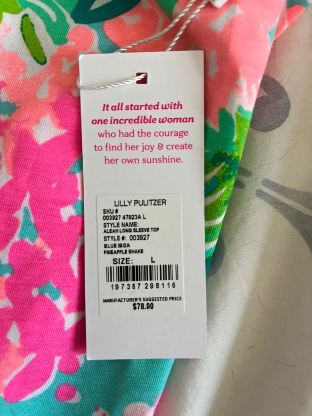 Lilly Pulitzer Pink, Aqua & Green Floral Top - Picture 7 of 7